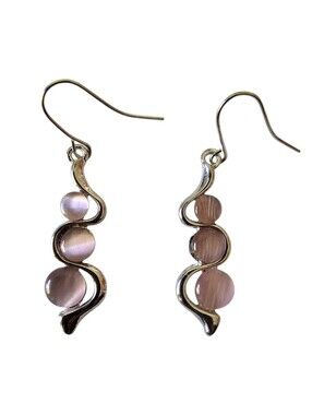 Wavy Gemstone Earrings (pink)